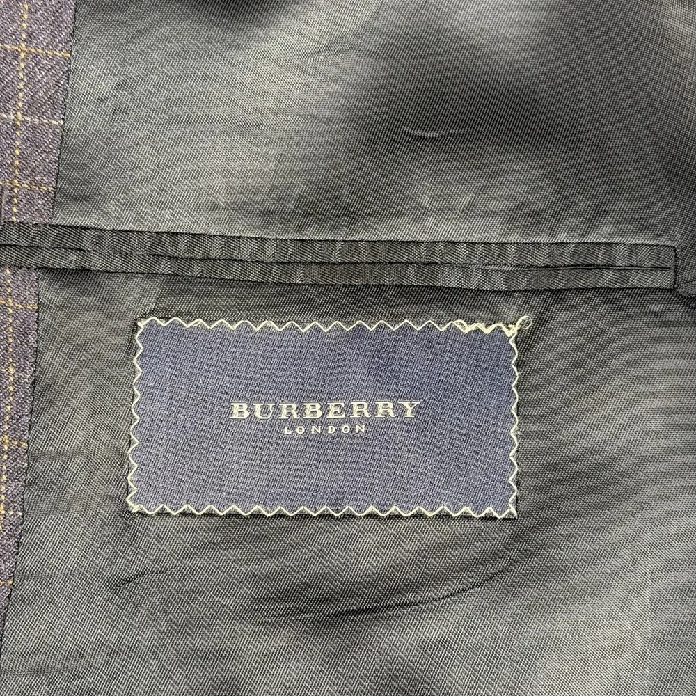 Vintage Burberry London Wool Windowpane Blazer Sport Coat 46R Mens Blue